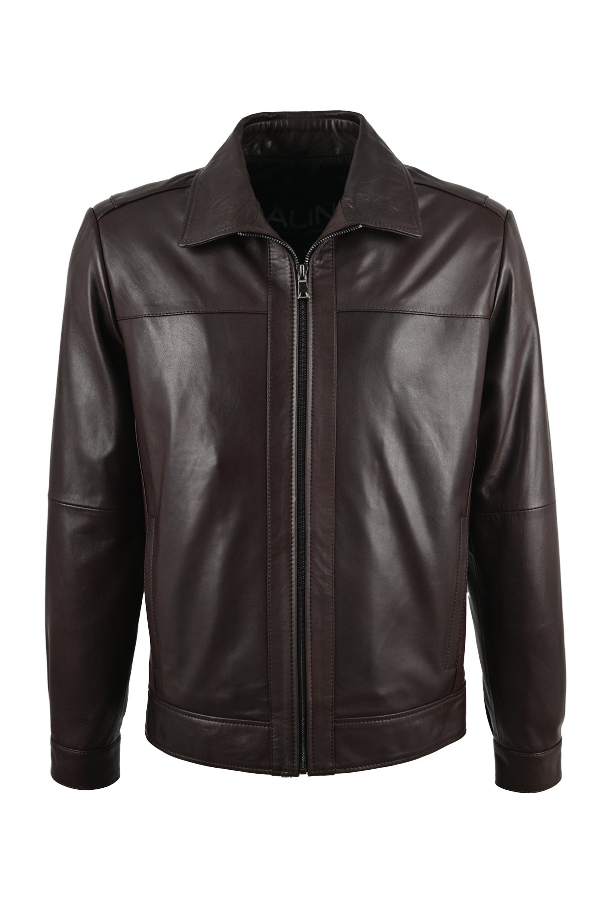 ALIN Leo Men's Genuine Leather Casual Jacket Brown - MALLTURK