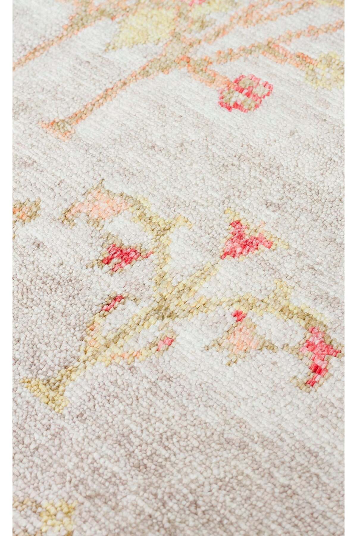 Eko Hali ZARA ZR 08 BEiGE AUTUMN Authentic Patterned Special Non-Shedding and Easy-to-Clean Tencel Fabric - MALLTURK