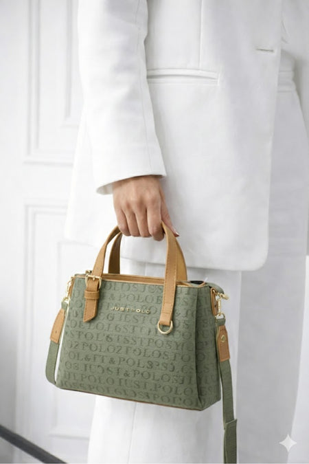 Just Polo Women's Hand and Shoulder Bag, New Season, SIZE: Height 18 cm, Width 25 cm Color Green - MALLTURK