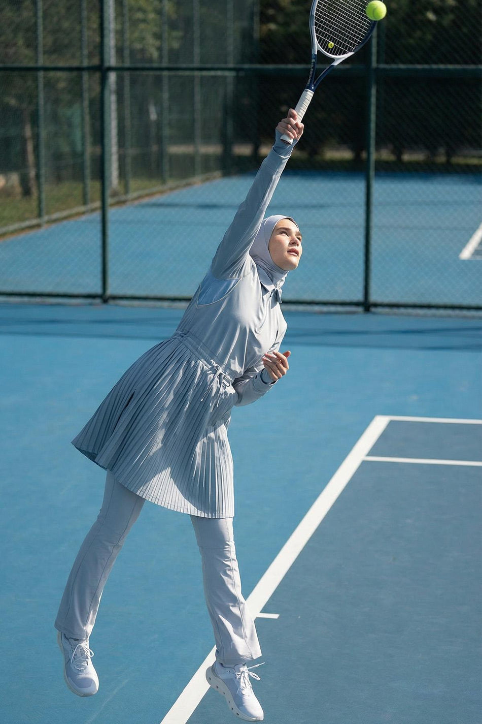Hasema Active H-Per Fit Pleated Blue Modest Tennis Top ACT-41