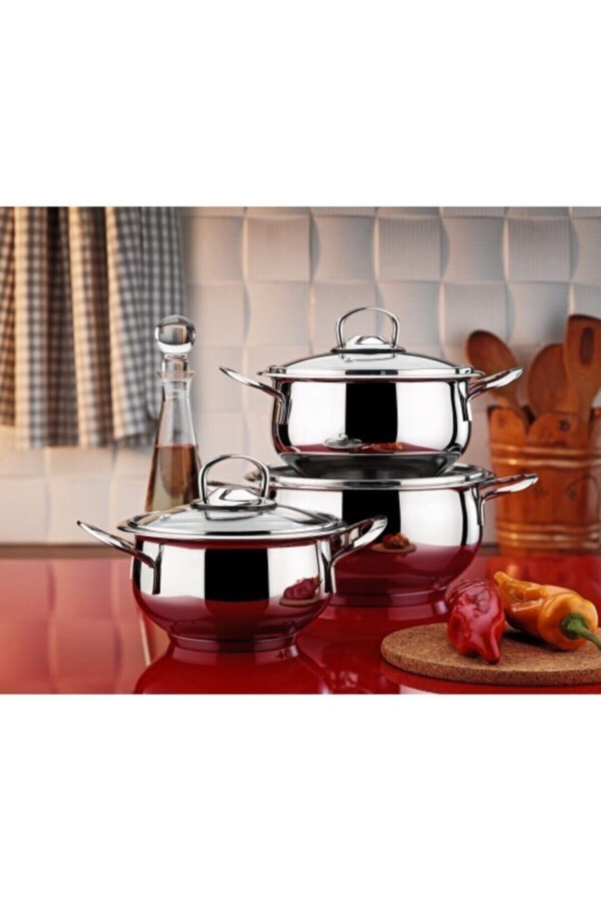 Hascevher 6 Piece Kumsal Cookware Set Cam with Lid- Kulplu - MALLTURK