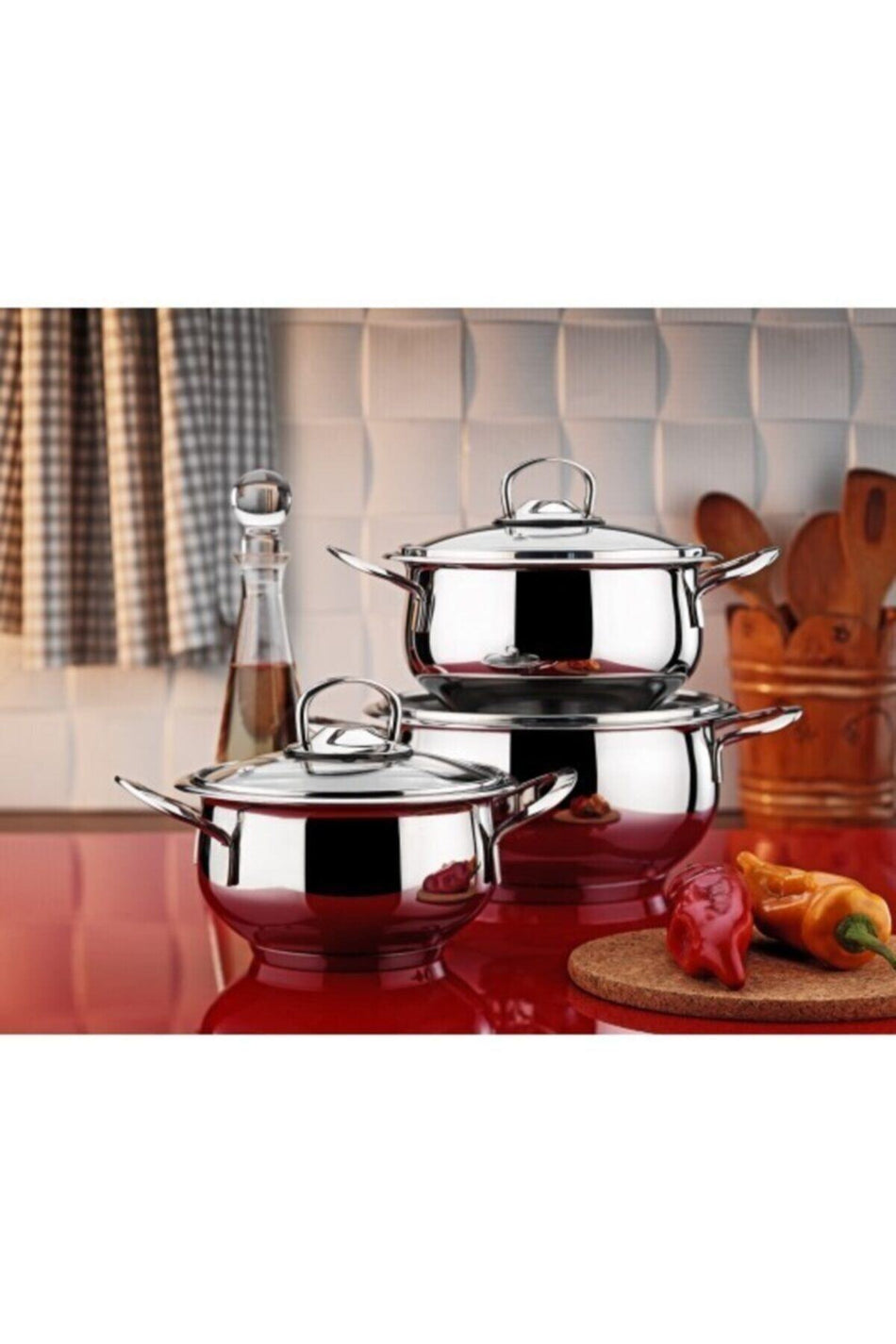 Hascevher 6 Piece Kumsal Cookware Set Cam with Lid- Kulplu - MALLTURK