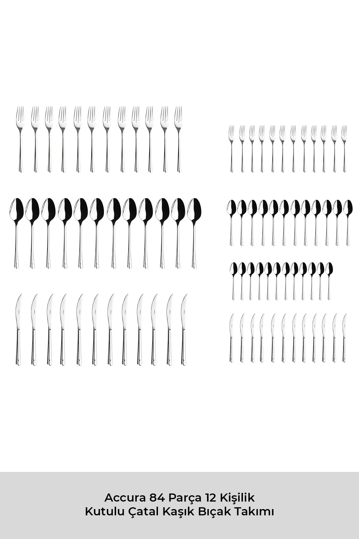 Emsan accura 84 Piece 12 Place Setting luks Boxed Flatware Set - MALLTURK