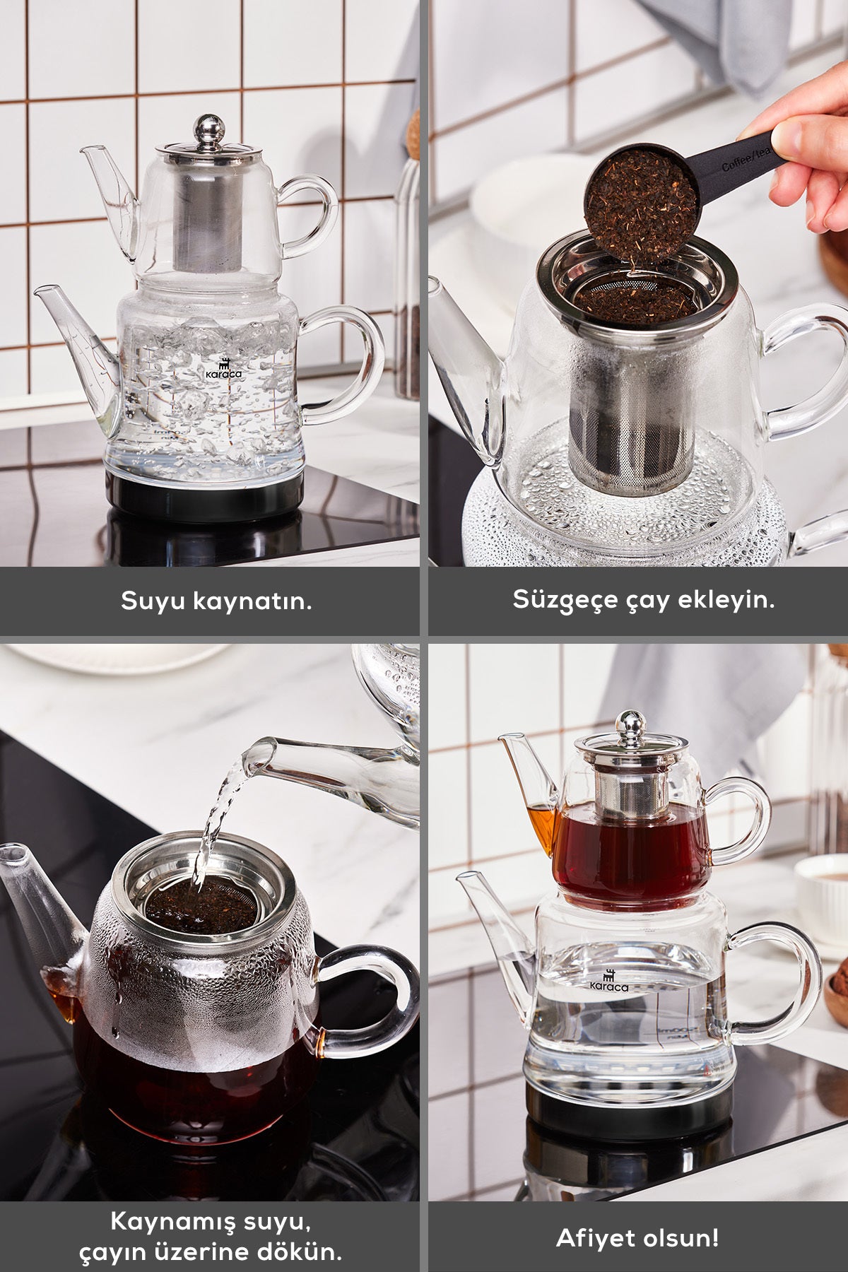 Karaca Dora Midi Borosilicate Glass Teapot - MALLTURK