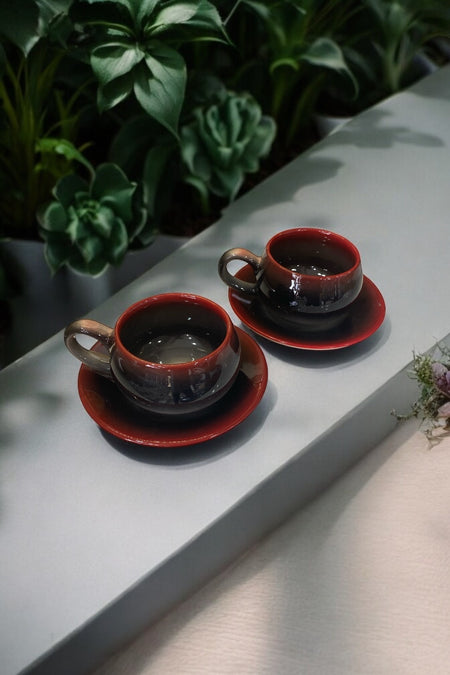 Eporselen Rainbow 2-Person 4-Piece Ceramic Double Coffee Cup Set Black - MALLTURK