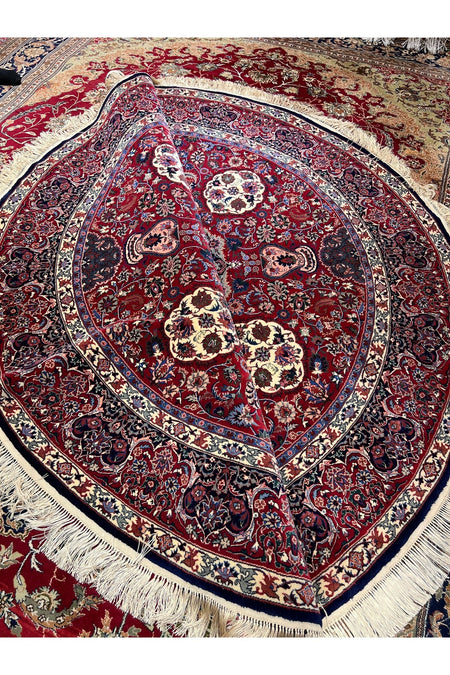 RD RAMAZAN DAG Hand Rug Art Hand-Woven Iranian Isfahan Yuvarlak Rug Wool Blend Size 215x215 - MALLTURK