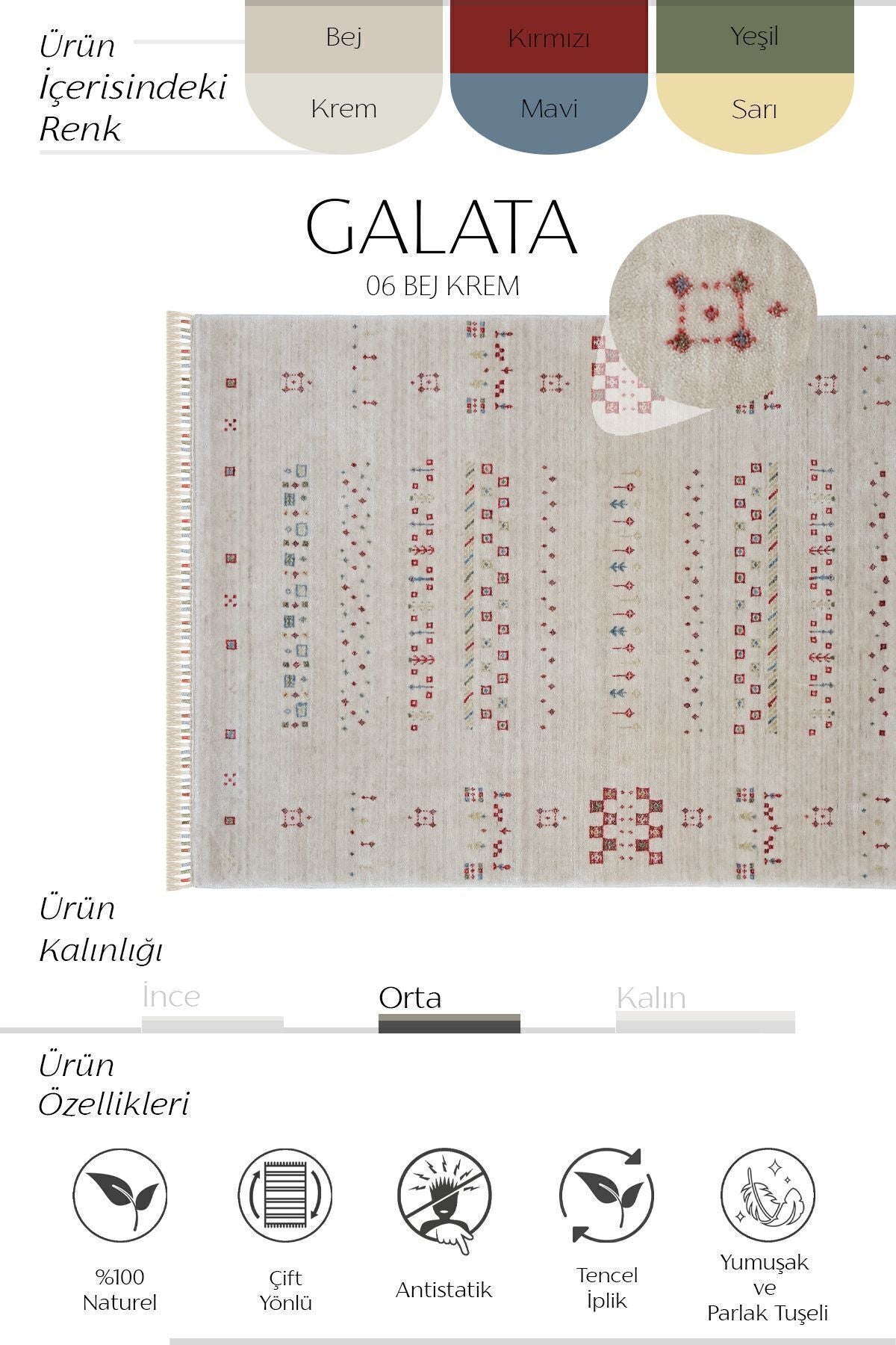 Cool Hali Galata 06 Beige Cream Carpet Authentic Living Room Carpet Scandinavian Carpet Natural Bamboo Carpet Handwoven Hall Carpet - MALLTURK