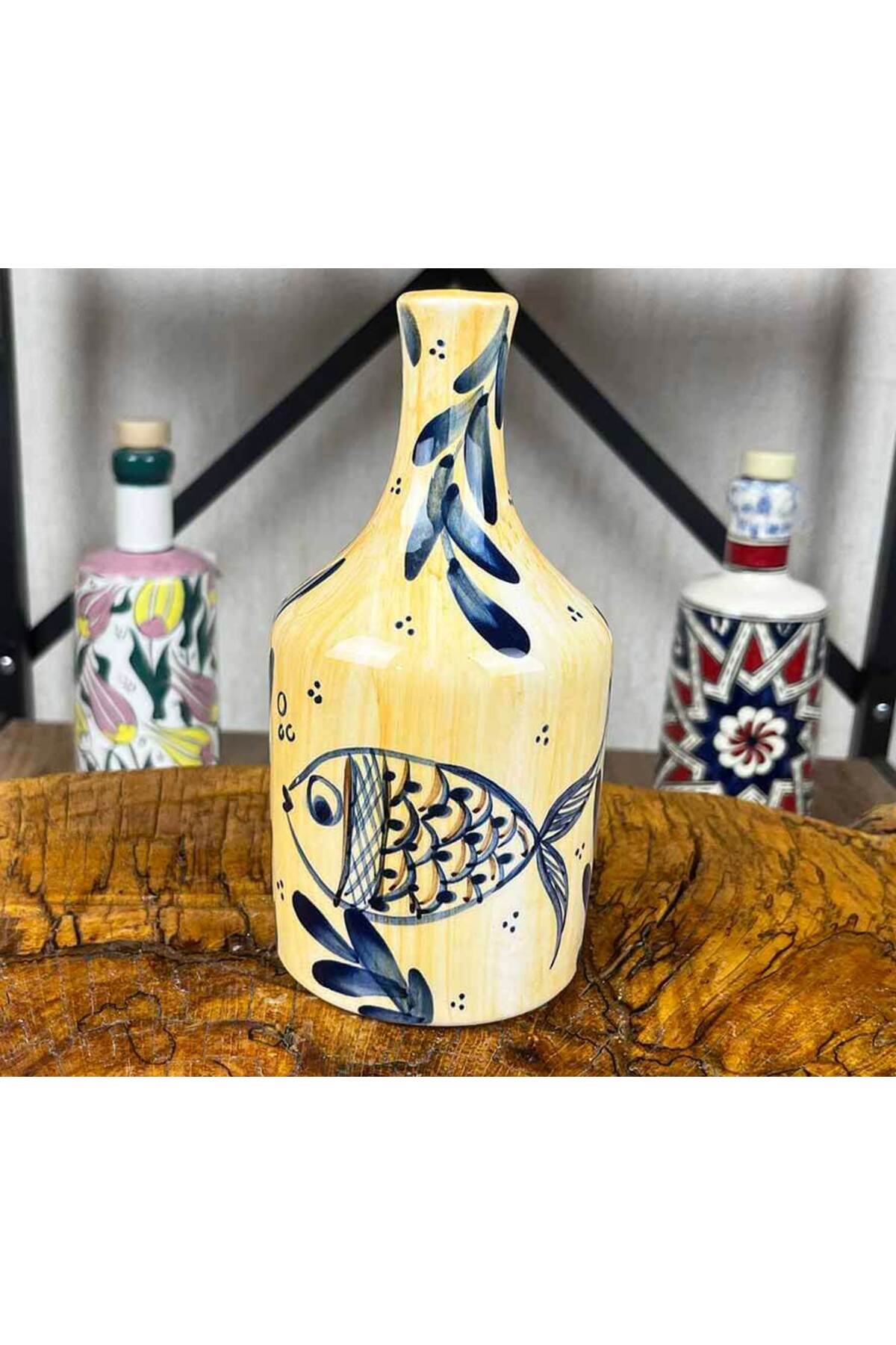 Cini Evi Fish Patterned Handmade Olive Oil Bottle 410 ml - MALLTURK