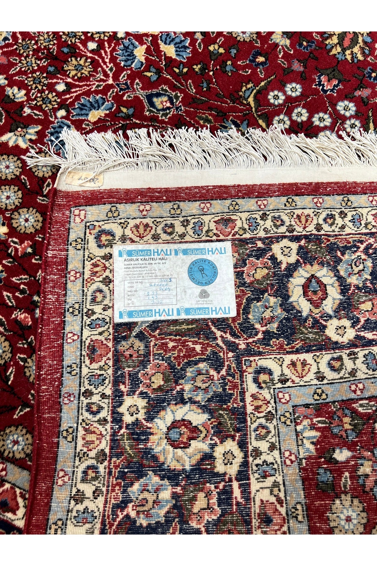 RD RAMAZAN DAG Hand Rug Art Hand-Woven Sumerbank Hereke Rug Signed Seven Mountains Flower Premium Quality Size 223x150 - MALLTURK