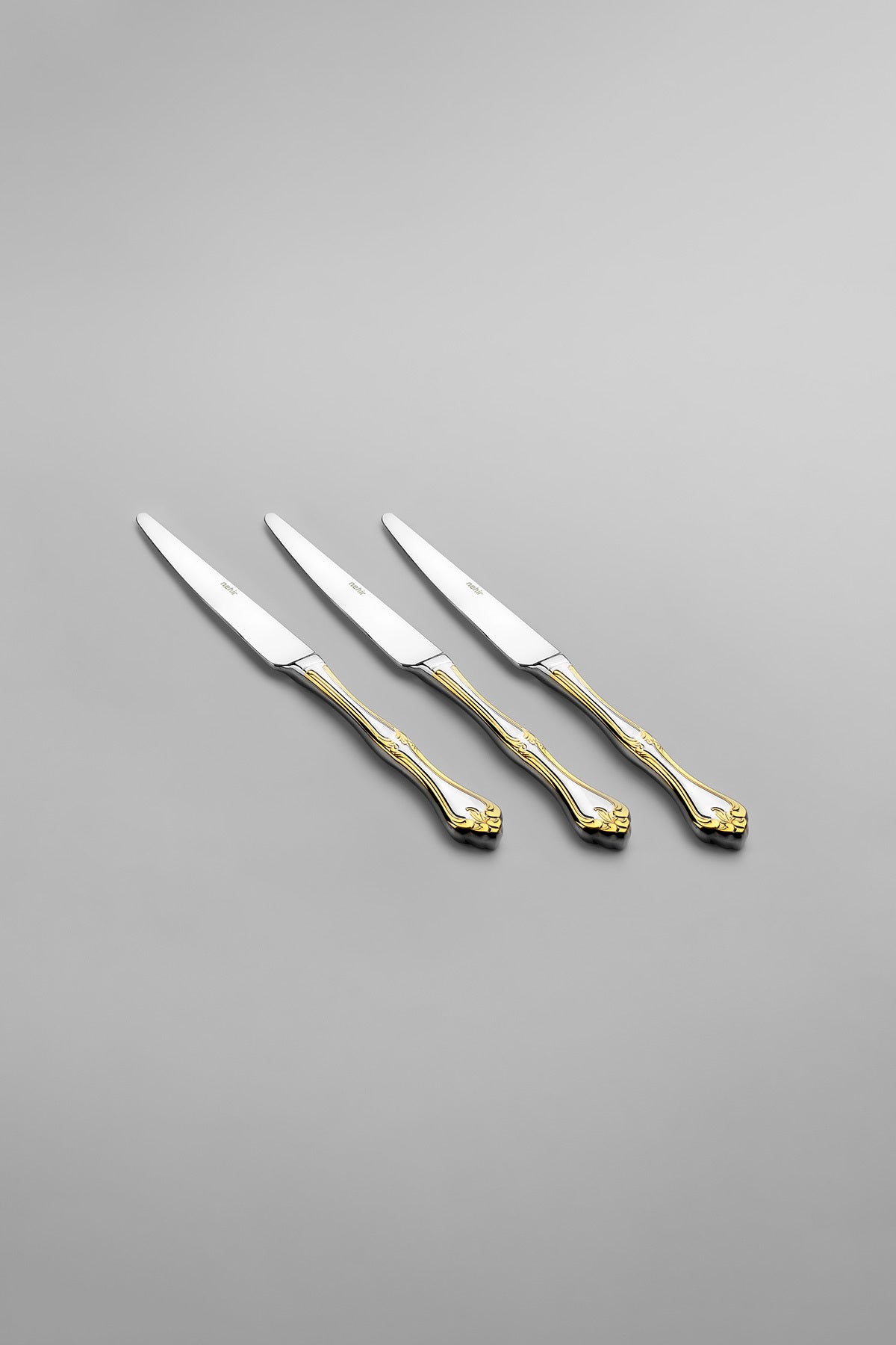 Nehir lalezar altin Plain 6 Piece Dessert Knife - MALLTURK