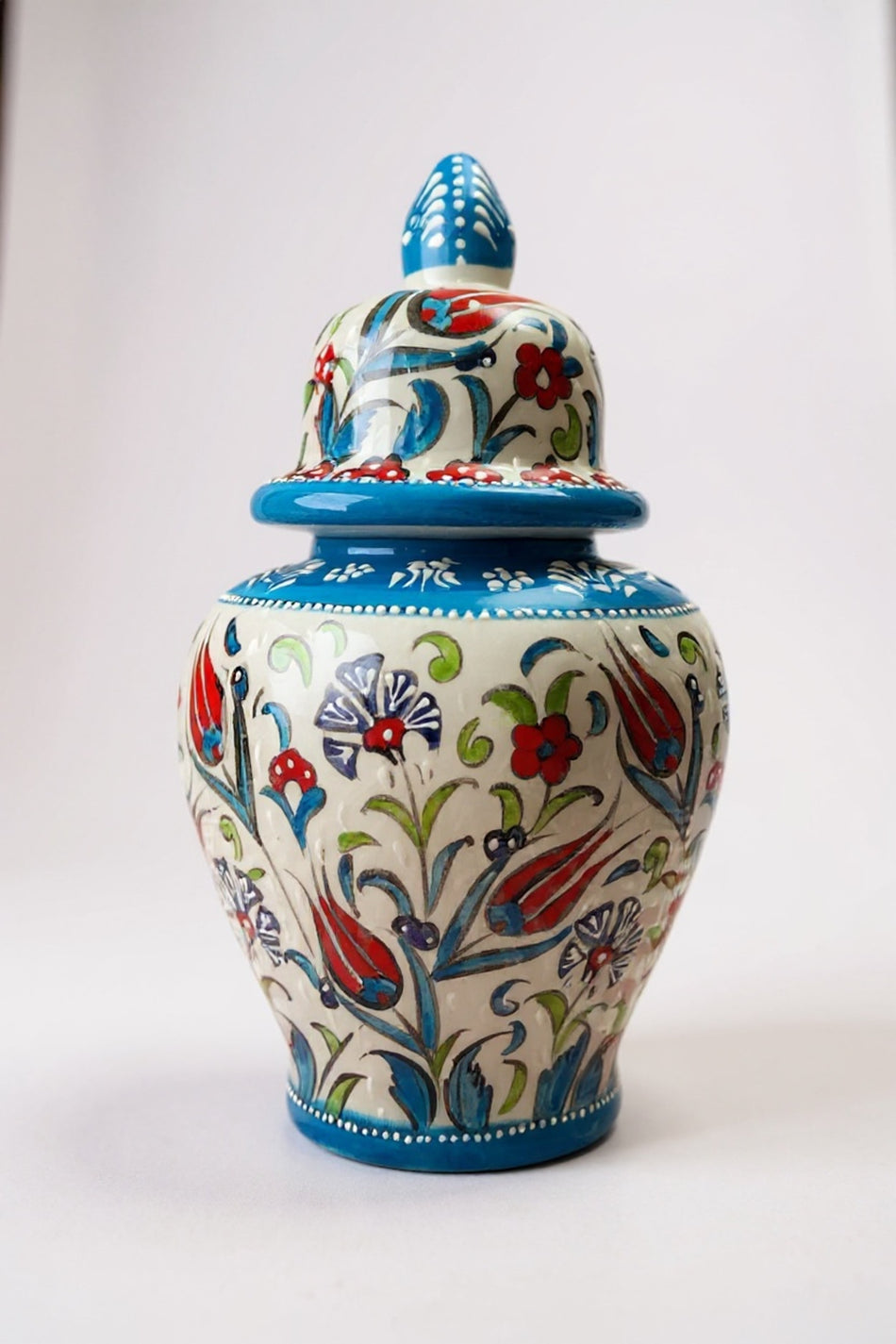 STORESZA Handmade 30cm Special Design Sable Craftsmanship Light Blue Shah Cube Ceramic Vase - MALLTURK