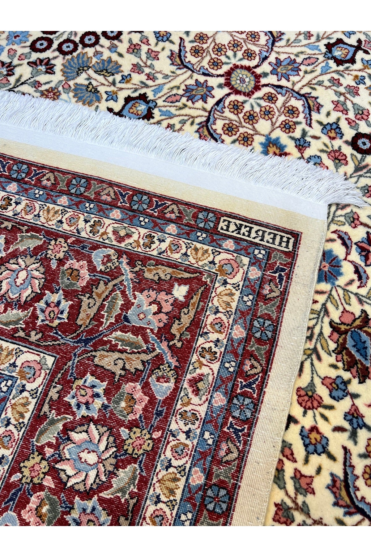 RD RAMAZAN DAG Hand Rug Art Hand-Woven Sumerbank Hereke Rug Signed Seven Mountains Flower Premium Quality Size 300x200 - MALLTURK