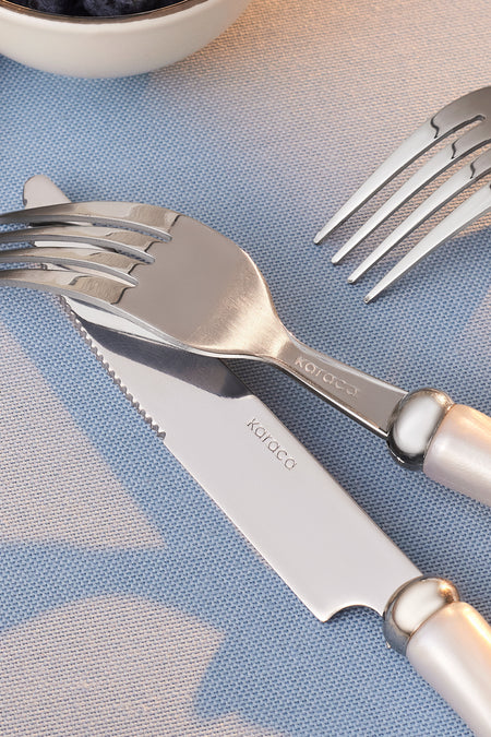 Karaca ember 6 Place Setting 24 Piece Flatware Set krem - MALLTURK