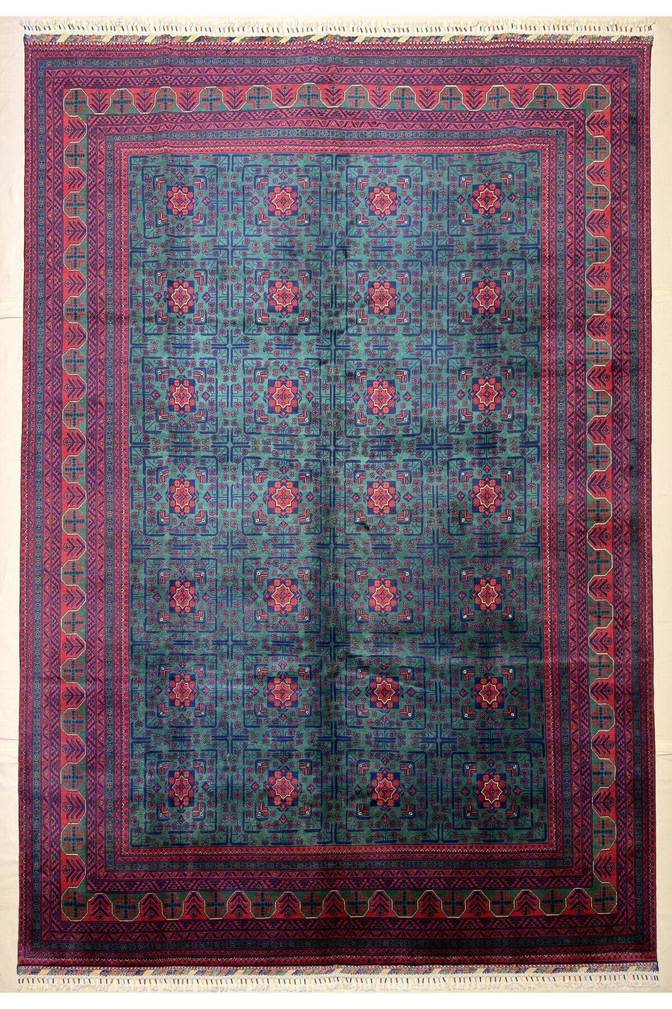 Afghan Handwoven Carpet, 100% Wool, Natural Dyes, Handcrafted, Magnificent Star Model - MALLTURK