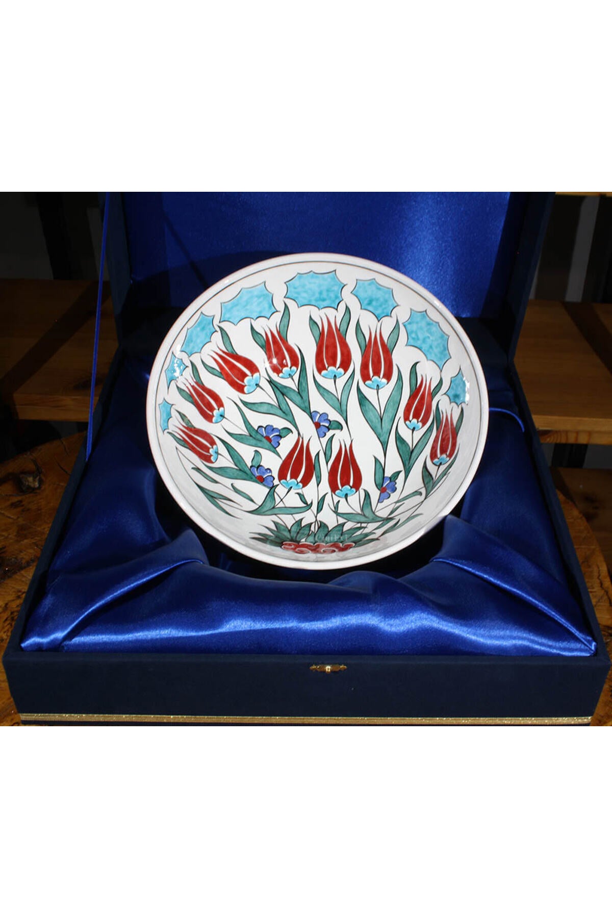 Cini Evi Tulip Patterned 30cm Iznik Bowl - MALLTURK