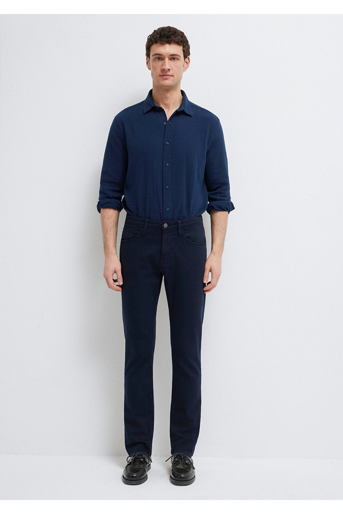 Marcus Dark Navy Comfort Gabardine Trousers 0035190674 - MALLTURK