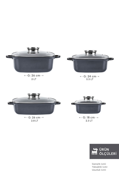 Karaca Biodiamond Soneva Induction Compatible 8 Piece Cookware Set - MALLTURK