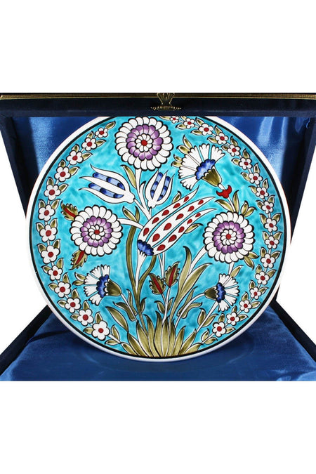 Cini Evi Ruzgarli Bahce Iznik Tile Plate - MALLTURK