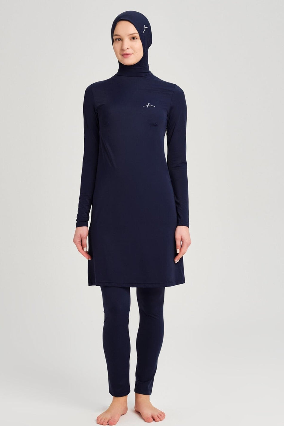 Hasema Navy Blue Lycra 5-Piece Modest Swimsuit Set