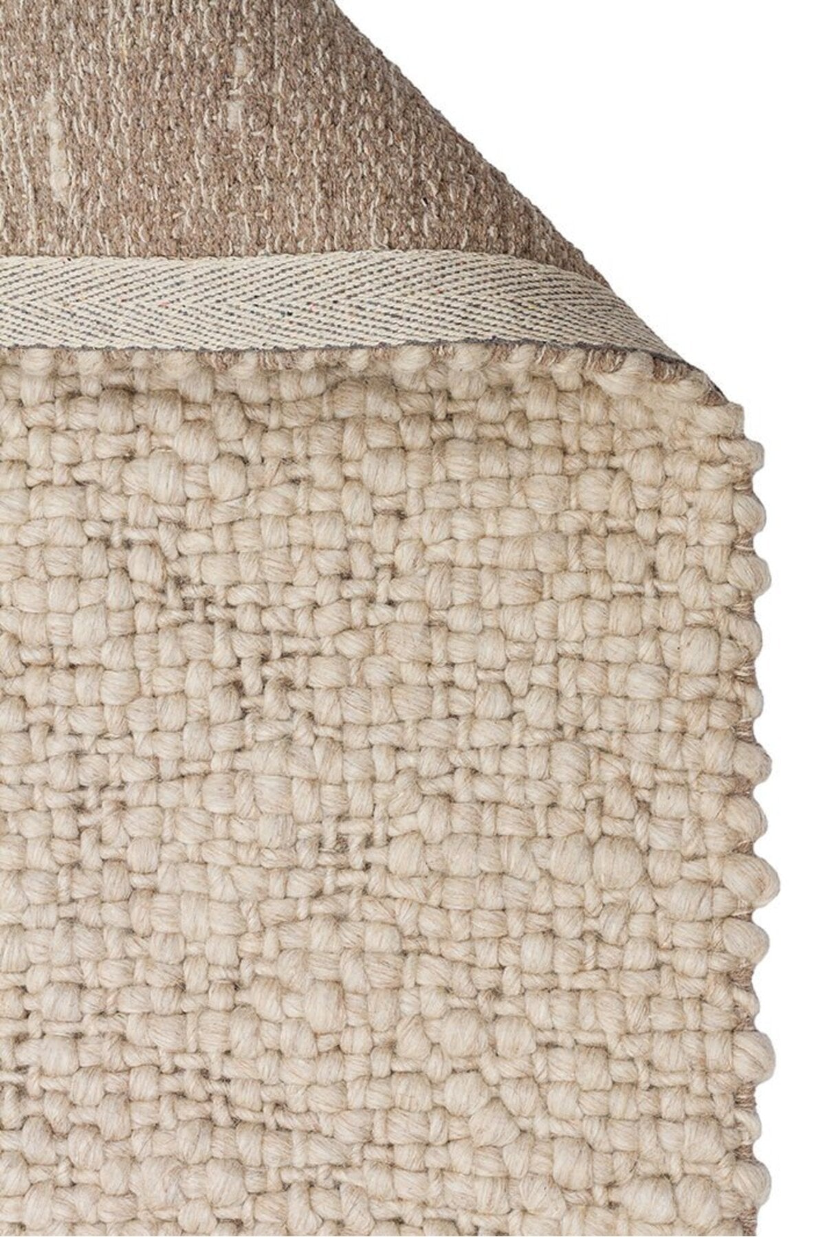 Vog Rug Loopy Hand-Woven Pure Wool and Cotton Rug Scandinavian Style Soft Textured Beige/Gray/Cream Color VogCHK