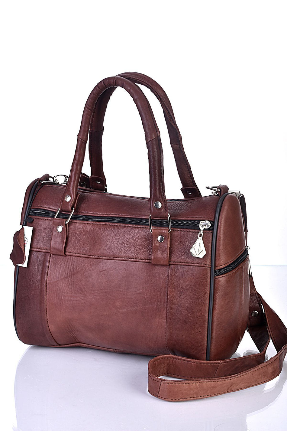 Fubileather Genuine Leather Shoulder Strap Mom Bag Brown