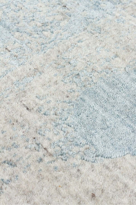 Kalesta Rug Grace Beige Blue, Self-Patterned Pattern Wool, Viscose and Cotton Blend Pattern Elegant Living Room Rug - MALLTURK