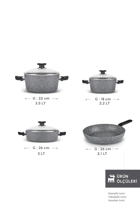 Karaca Biogranit Uraz 7 Piece Cookware Set - MALLTURK