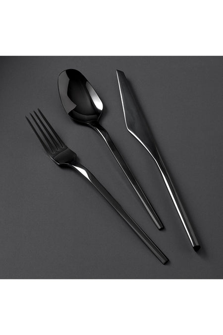 Jumbo 5100 quartz titanyum siyah 84 Piece 12 Place Setting Flatware Set - MALLTURK