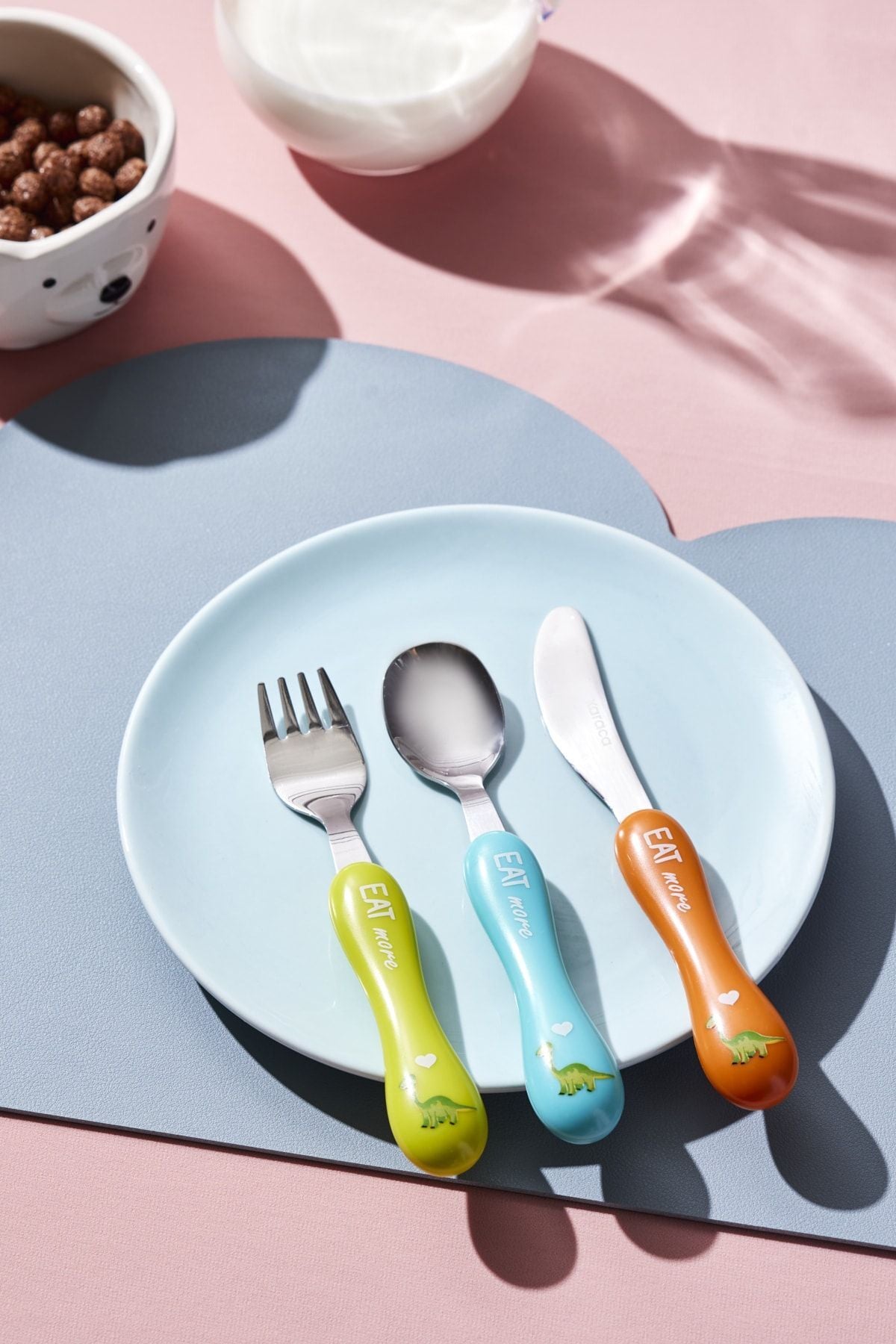 Karaca dinazor 3 Piece Kids Flatware Set - MALLTURK
