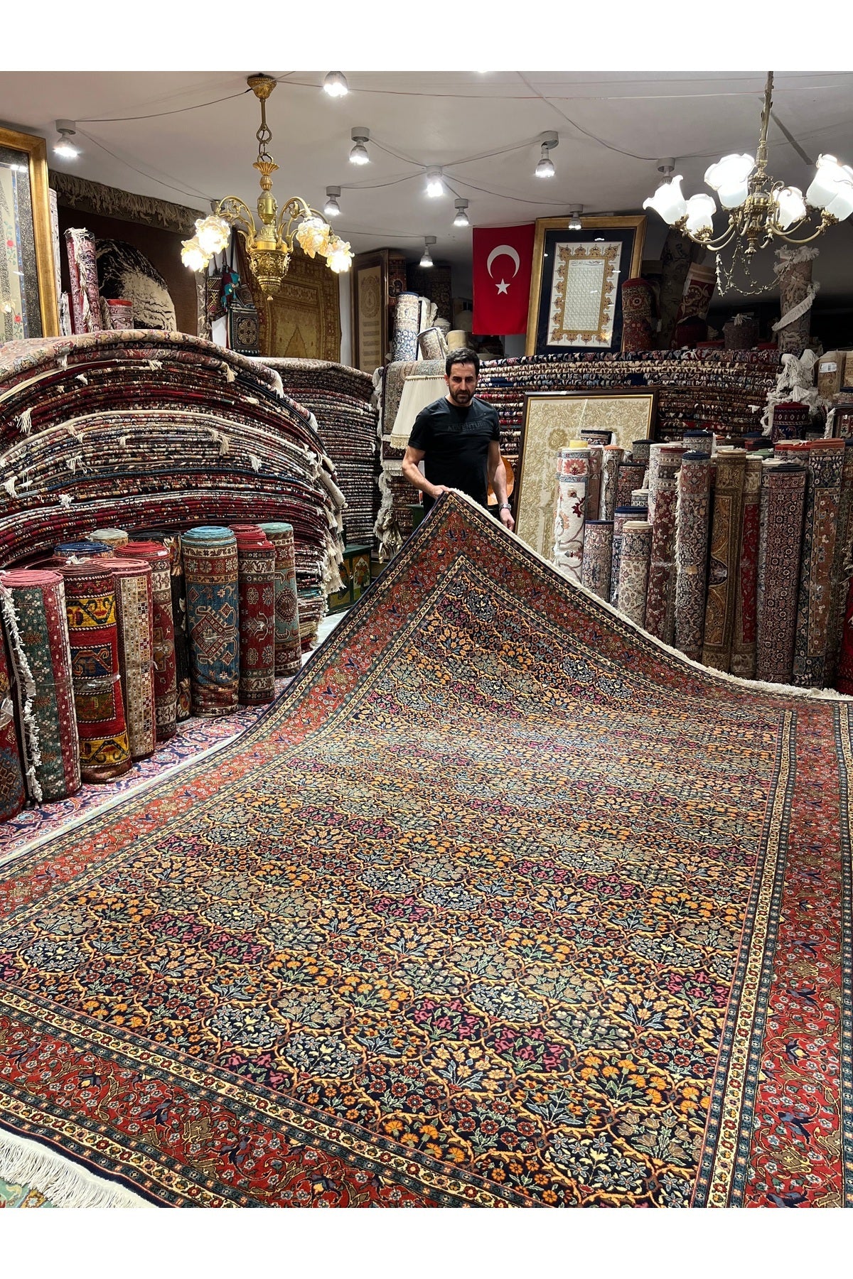 RD RAMAZAN DAG Hand Rug Art Hand-Woven Hereke Rug Karpuzlu Design Premium Quality Size 365x245 - MALLTURK