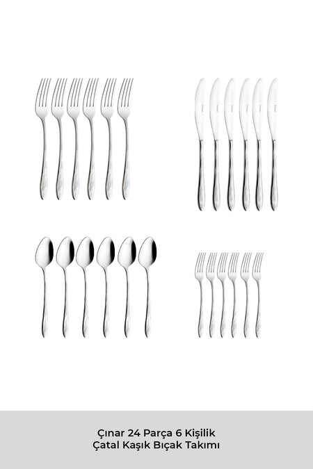 Emsan akasya 24 Piece 6 Place Setting Boxed Flatware Set - MALLTURK