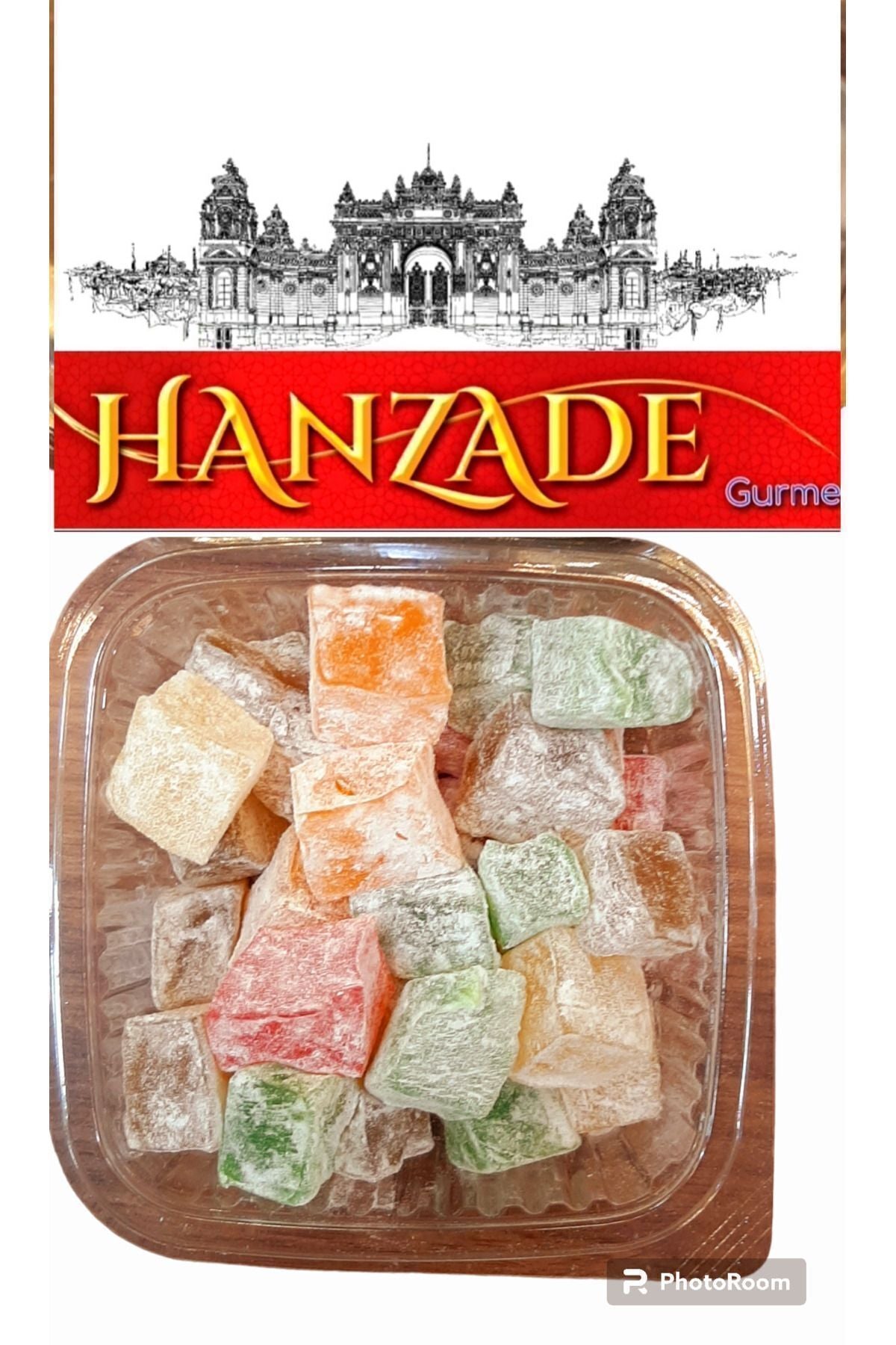 HANZADE GURME Mixed Fruit Double Roasted Mini Turkish Delight 200 g Afyon Style Turkish Delight
