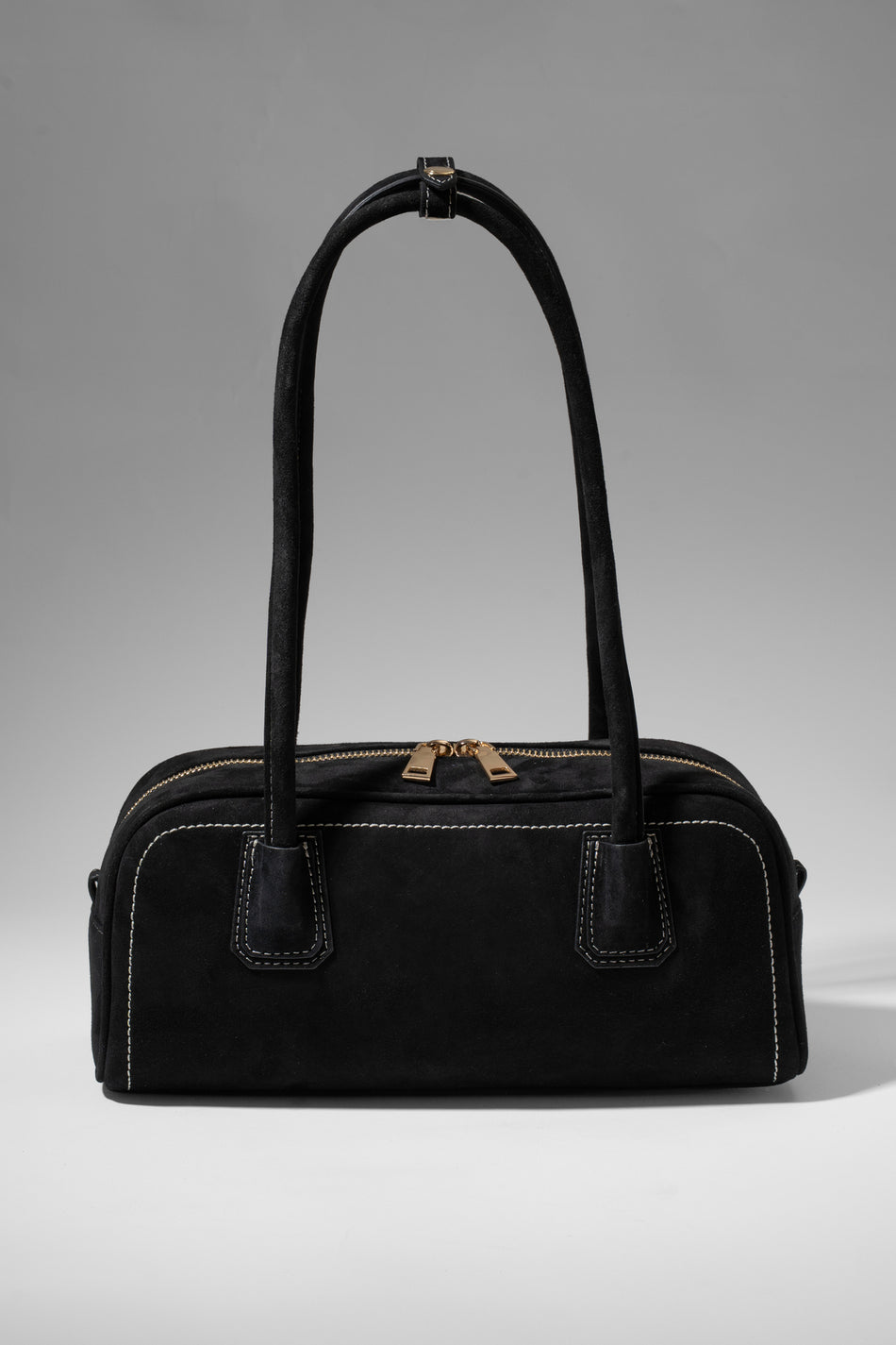 Fubileather Suede Florence Genuine Leather Women's Hand and Shoulder Bag Black