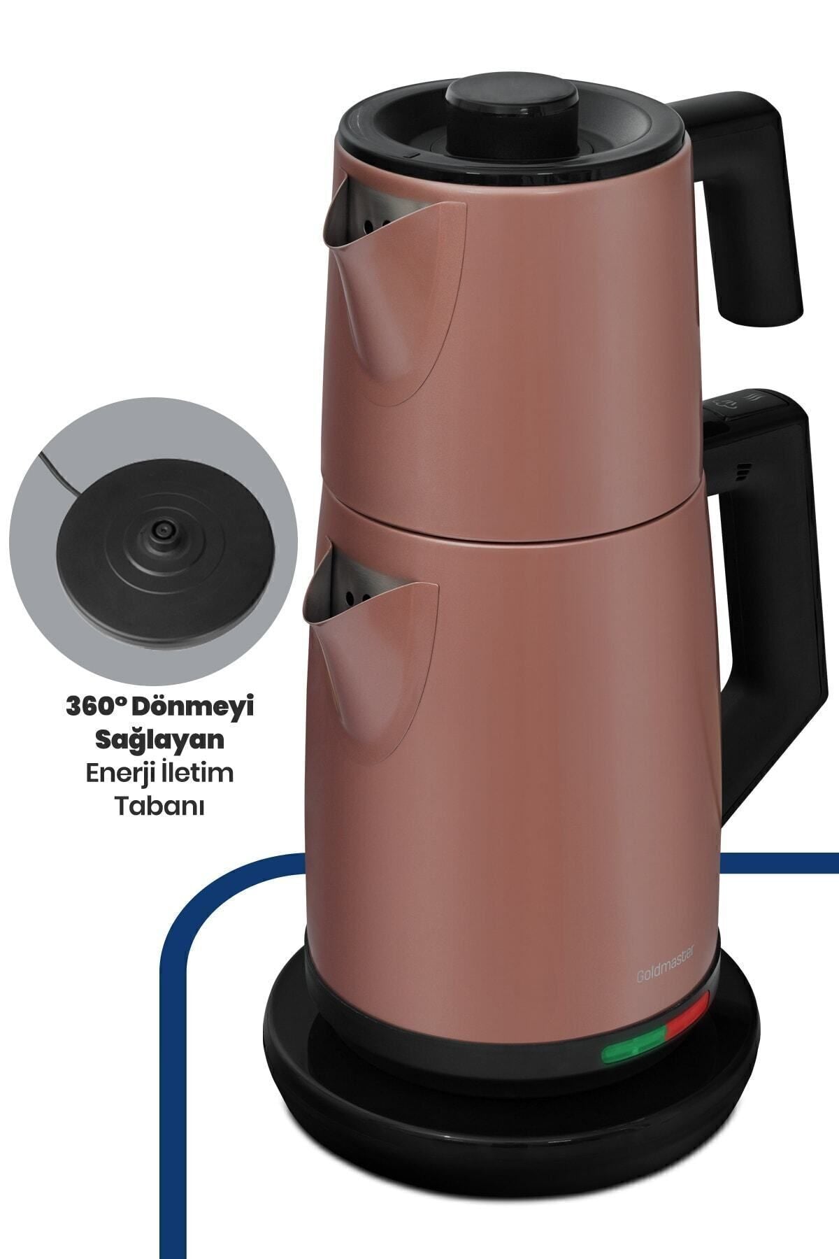 GoldMaster Acacia Matte Mink XL 2200 Watt Patented Drip-Free Design Stainless Steel Tea Maker and Water Kettle - MALLTURK