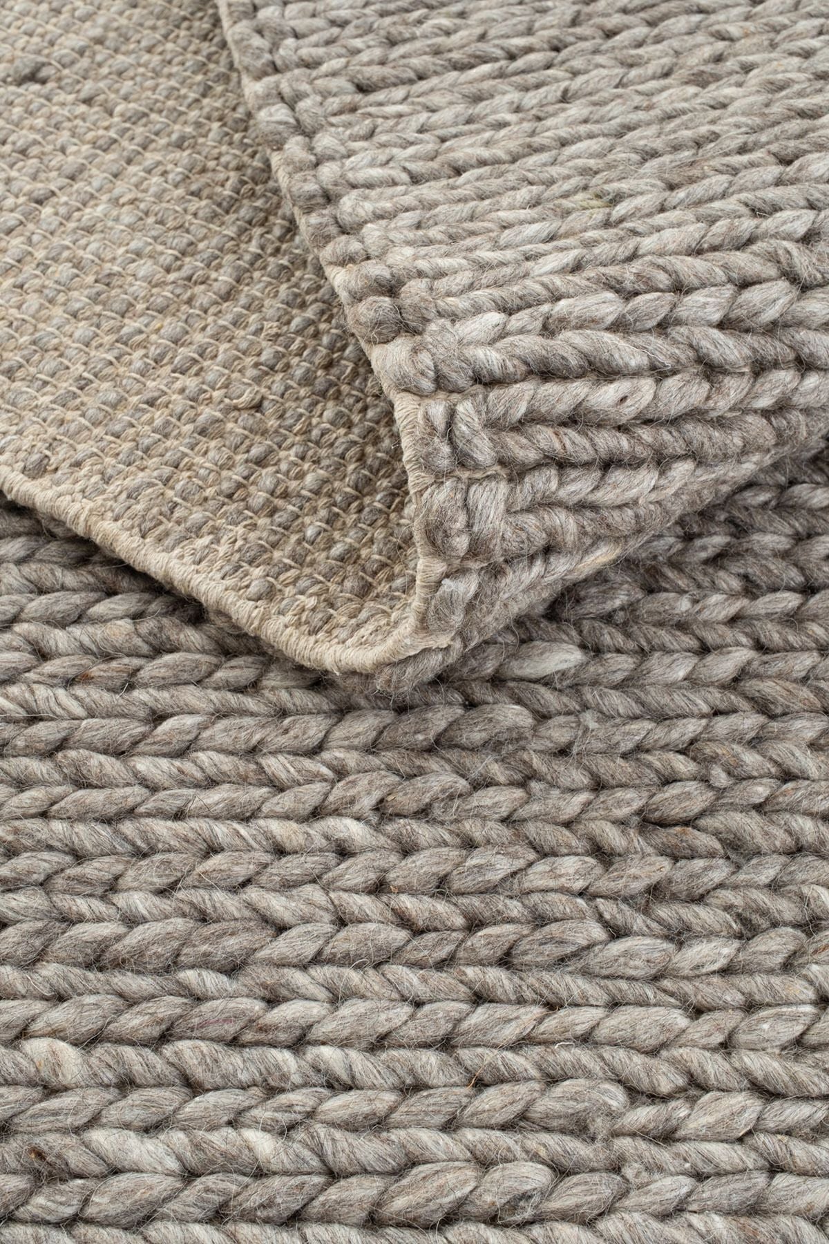 Cool Rug Elegance Brown Wool Rug Natural Living Room Rug Hallway Rug Runner Hand-Woven Rug Knitted Handmade Rug