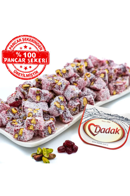 Dadak Turkish Delight and kuruyemis Pomegranate Flavored Flavored Pistachio Mini Turkish Delight 1 kg - MALLTURK