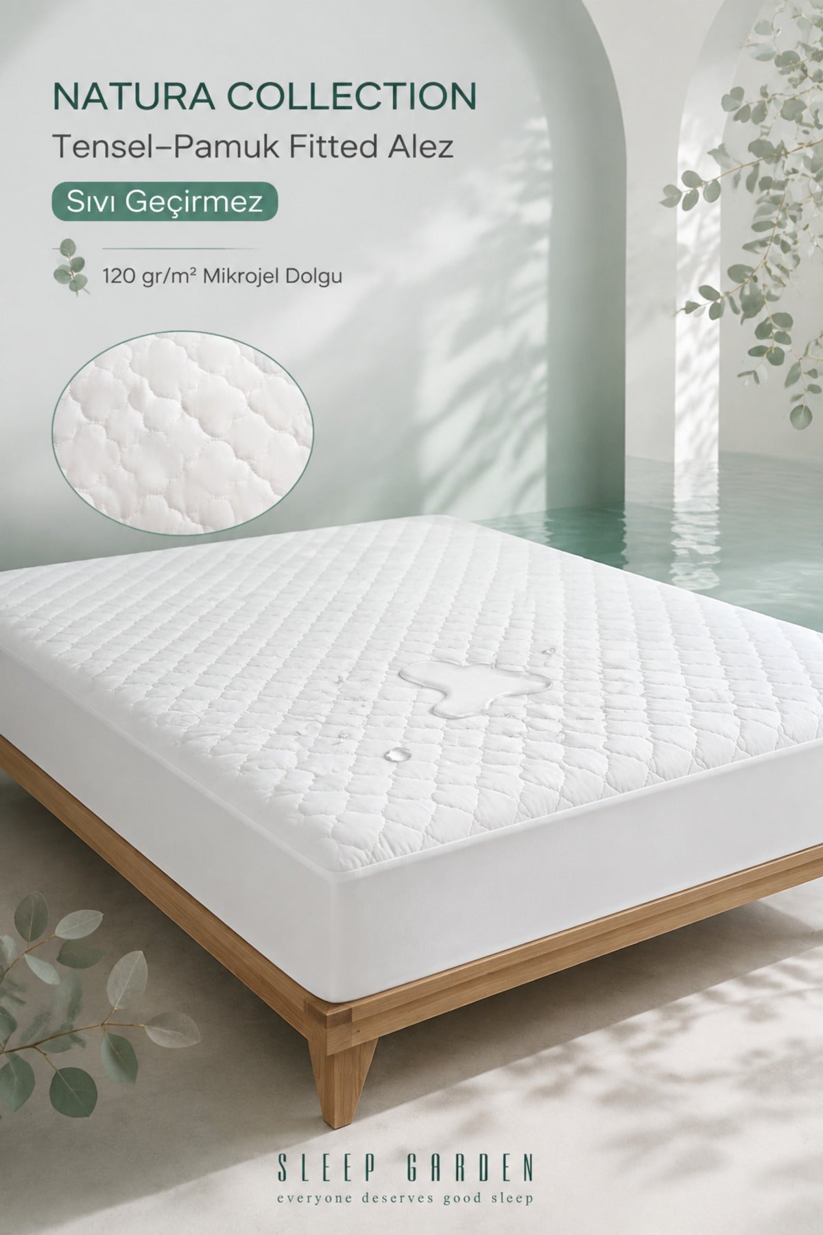 Sleep Garden Natura Collection Waterproof Fitted Mattress Protector - MALLTURK