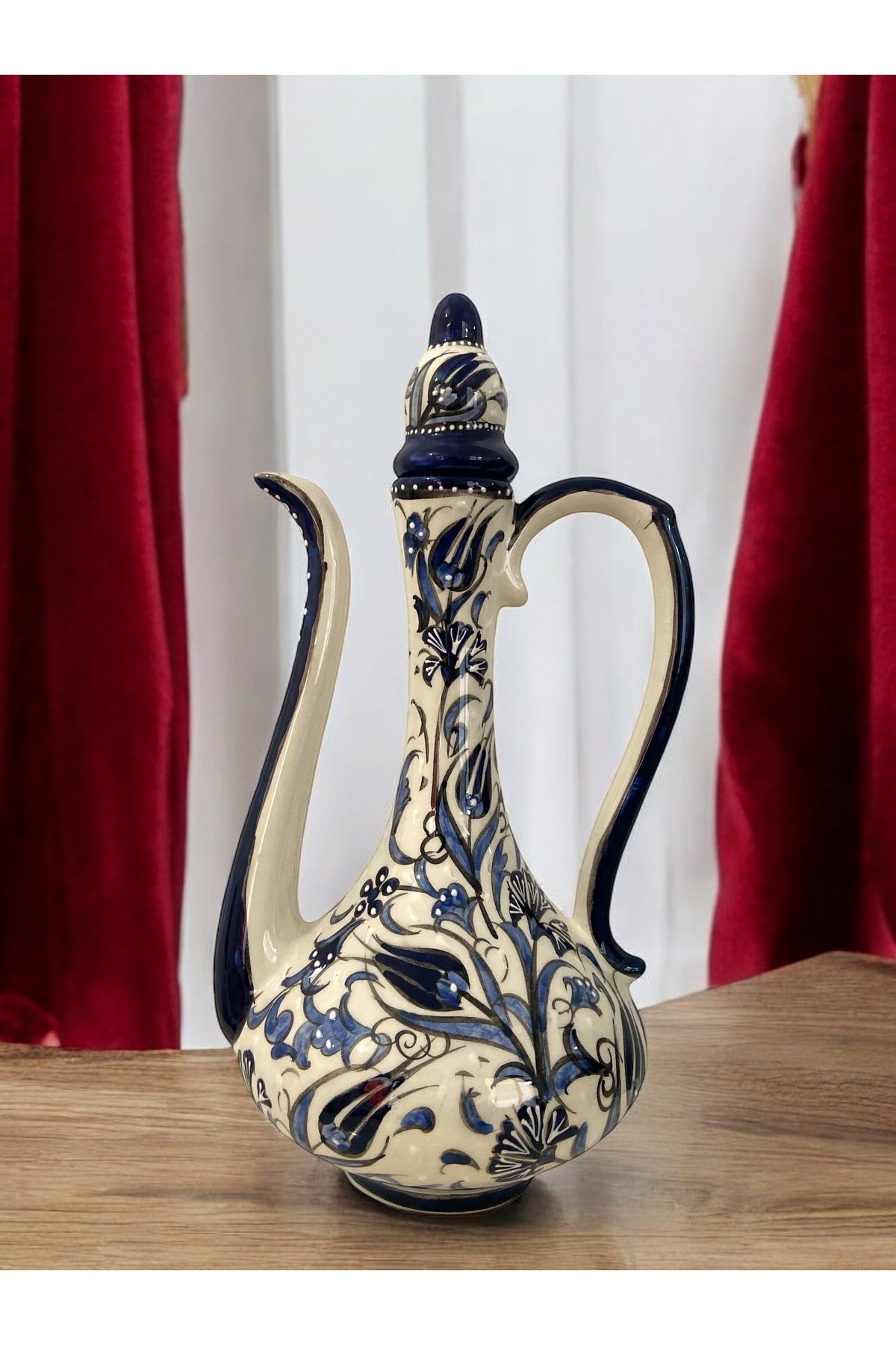 STORESZA Blue and White Ceramic Jug Vase - 30cm - MALLTURK