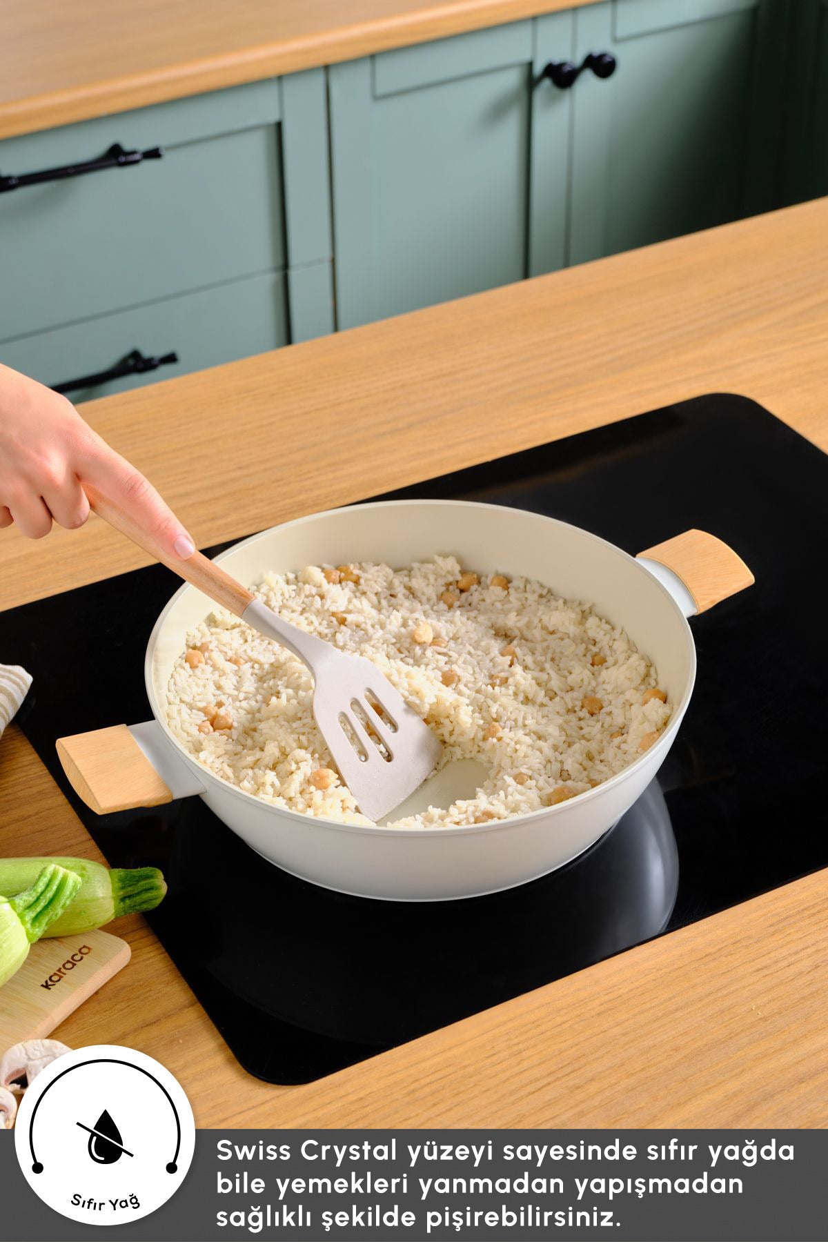Karaca x Refika Swiss Crystal Almond Induction Compatible Saute Pan