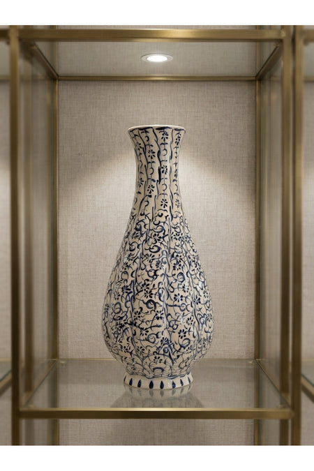 General Brands Blue-White Traditional Tile Motif Decorative Vase - MALLTURK
