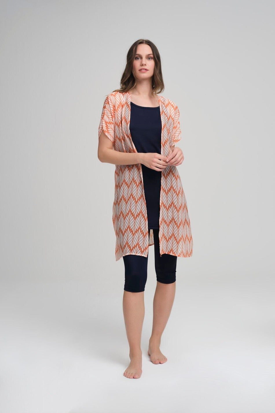 Orange Short Pareo with Swimsuit Pattern
