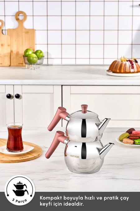 Karaca Frezya induction Base Mini Teapot Set Rose - MALLTURK