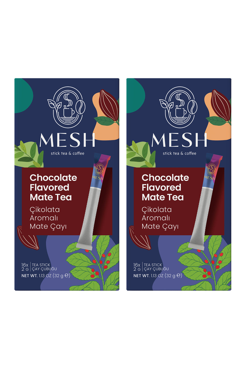 Mesh Stick Chocolate Flavored Yerba Mate Tea, 2 Packs in 1