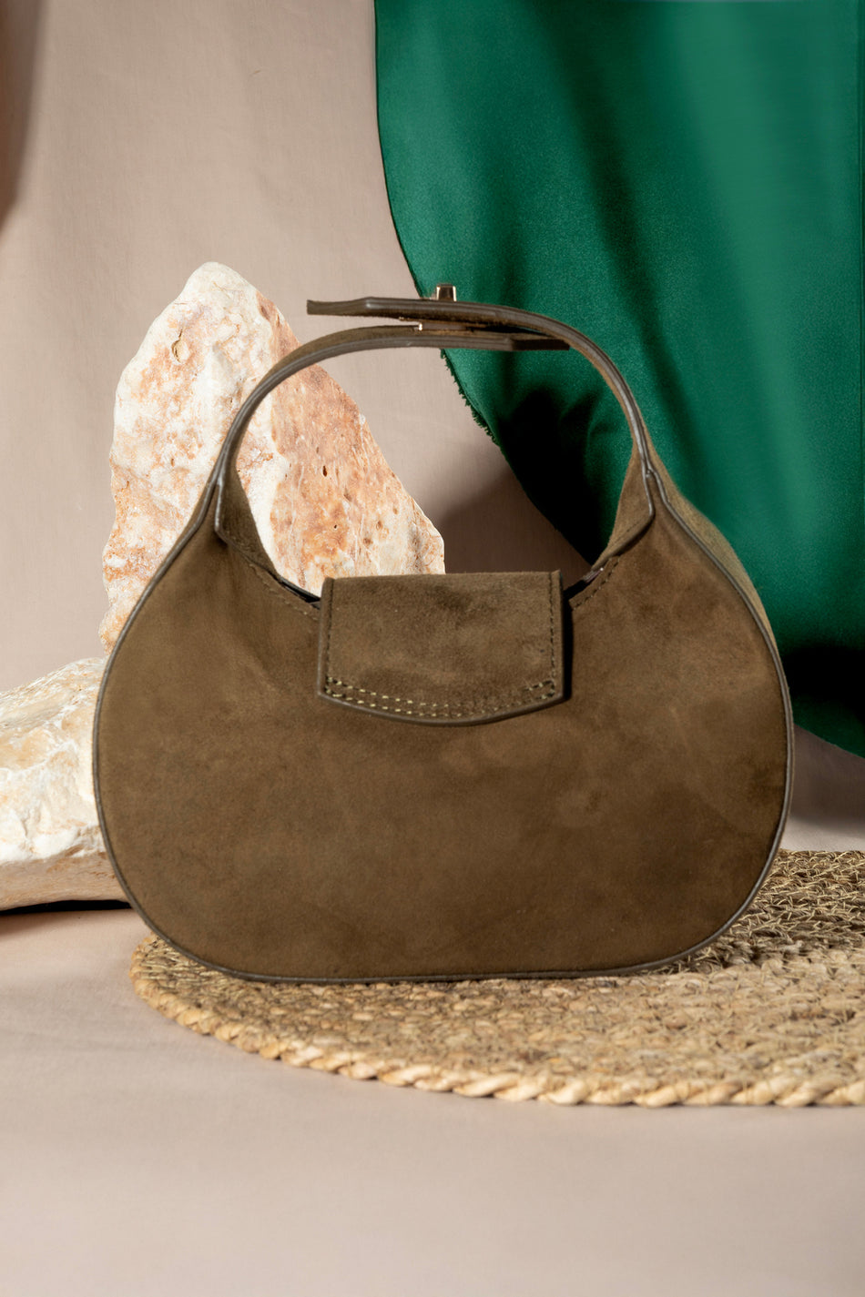 Fubileather Genuine Leather Mona Bag Hand and Shoulder Bag Khaki