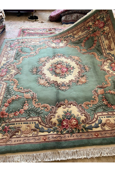 RD RAMAZAN DAG Hand Rug Art Hand-Woven Embossed Chinese Rug Premium Quality Green Color Size 250x250 - MALLTURK