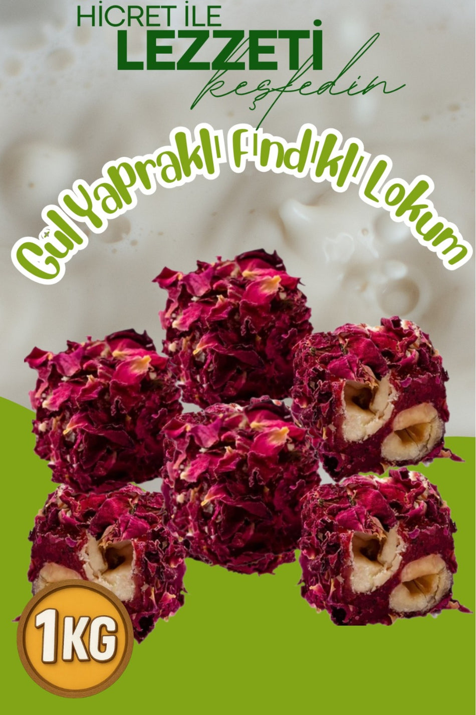 Hicret kuruyemis Rose Petal Hazelnut Turkish Delight 1 kg - MALLTURK