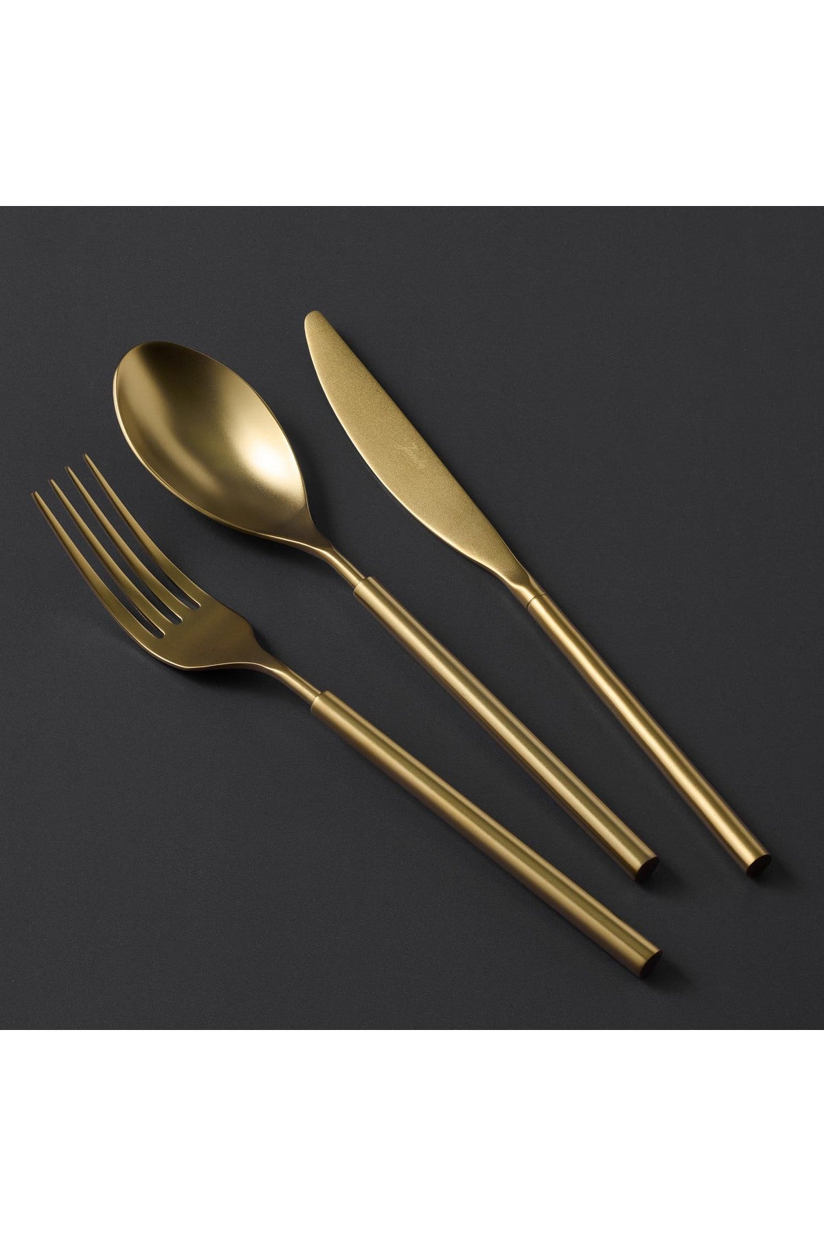 Jumbo 6000 roller full mat titanyum gold 12 Place Setting 84 Piece Flatware Set - MALLTURK