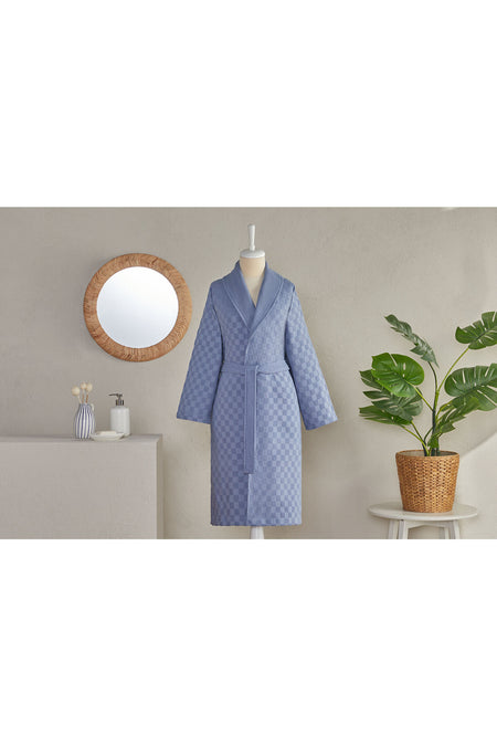 Ozdilek Floretta Checks Shawl Collar Bathrobe - MALLTURK