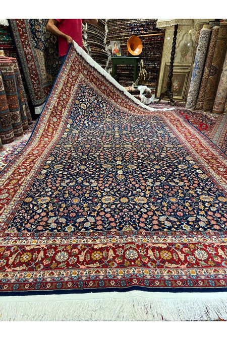 RD RAMAZAN DAG Hand Rug Art Hand-Woven Turkey Hereke Rug Signed Seven Mountains Flower Design Size 320x200 - MALLTURK