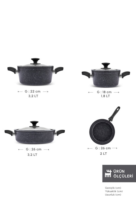 Karaca Defne Biogranit V2 7 Piece Cookware Set - MALLTURK